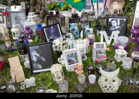 tributes from fans of the singer George Michael at an impromptu shrine outside the recently deceased musician’s house in Highgate, London in 2017 Stock Photo