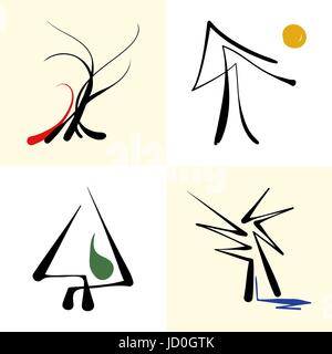 set of stylized icon trees Stock Vector