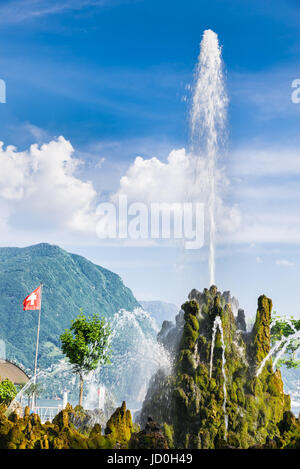 Lugano, lake Lugano, Switzerland. Lakeside of Lugano city in the canton of Ticino on a beautiful summer day Stock Photo