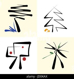 set of stylized icon trees Stock Vector