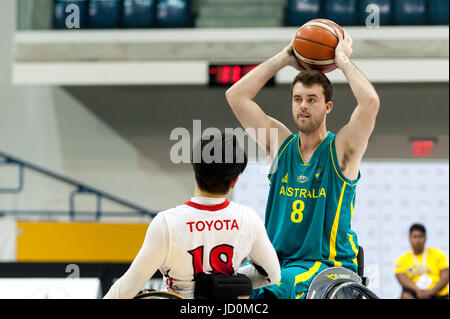 Toronto, Ontario, Canada. 16th June, 2017.  Players on the field during the basketball game - Australia vs Japan semi-final game at 2017 Men's U23 World Wheelchair Basketball Championship which takes place at Ryerson's Mattamy Athletic Centre, Toronto, ON, on June 08 -16, 2017 Credit: Anatoliy Cherkasov/Alamy Live News Stock Photo