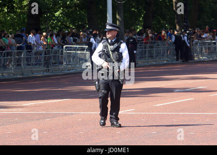 UK. 17th June, 2017. June 17, 2017 - General views at Trooping The Colour 2017 along the The Mall in Central London, England, UK Credit: Stills Press/Alamy Live News Stock Photo