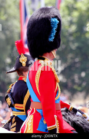 London, UK. 17th June, 2017. HRH Prince William and The Princess Royal returning after Trooping The colour The Queens Birthday Parade Credit: Chris Carnell/Alamy Live News Stock Photo