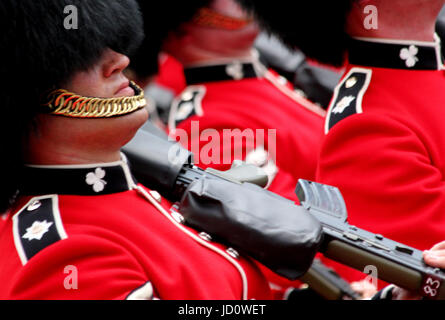 London, UK. 17th June, 2017. Abstract Guardsmen marching in The Mall during Trooping The Colour Credit: Chris Carnell/Alamy Live News Stock Photo