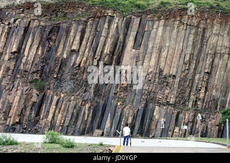 Hong Kong, China. 16th June, 2017. A person visits Hong Kong UNESCO Global Geopark in Hong Kong, south China, June 16, 2017. Credit: Li Peng/Xinhua/Alamy Live News Stock Photo