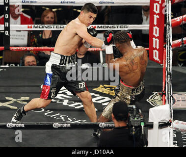 Las Vegas, Nevada, USA. 18th June, 2017. Boxer Dmitry Bivol stops Cedric Agnew via TKO in the 4th round of their tlight heavyweight bout on June 17, 2017 at Mandalay Bay Events Center in Las Vegas, Nevada. Credit: Marcel Thomas/ZUMA Wire/Alamy Live News Stock Photo