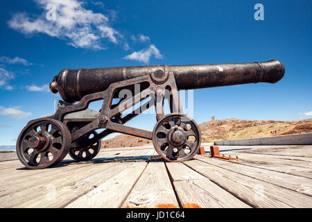 Historic Cannon on Signal Hill - St. John's, Avalon Peninsula, Newfoundland, Canada Stock Photo