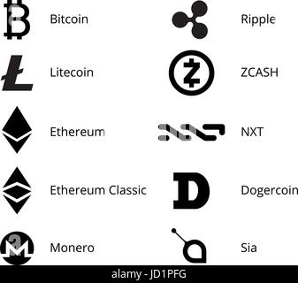 Cryptocurrency Logo Set Stock Vector