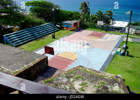 Basketball Court gifted by the Carmelo Anthony foundation to the La Perla neighbourhood of Old San Juan. Stock Photo