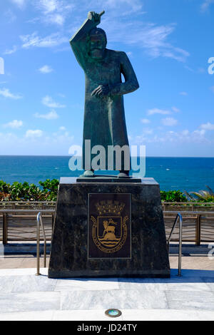 Statue of St. John the Baptist, opposite the Government Building Old San Juan, Puerto Rico Stock Photo