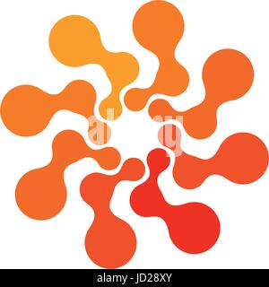Isolated abstract round shape orange color logo, dotted stylized sun logotype on white background,swirl vector illustration. Stock Vector