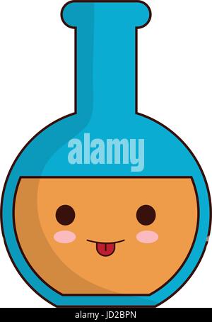 kawaii chemical flask icon Stock Vector