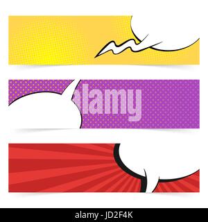 Vector hand drawn pop art banner with speech bubble. Retro style. Hand drawn sign. Illustration for print, web. Stock Vector