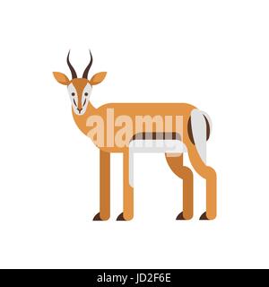 Vector flat style illustration of antelope. Icon for web. Isolated on white background. Stock Vector