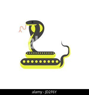 Vector flat style illustration of cobra. Icon for web. Isolated on white background. Stock Vector