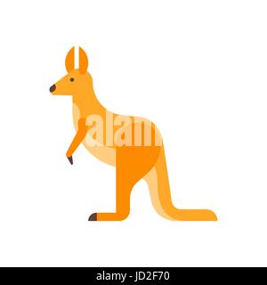 Vector flat style illustration of kangaroo. Icon for web. Isolated on white background. Stock Vector