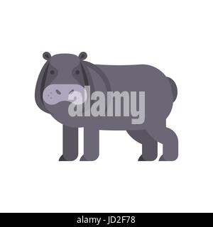 Vector flat style illustration of hippo. Icon for web. Isolated on white background. Stock Vector