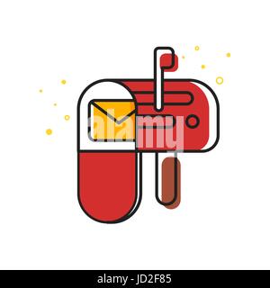 Vector flat style illustration of mailbox. Icon for web. Isolated on white background. Stock Vector