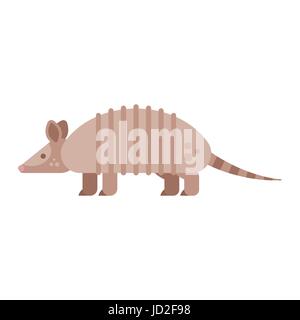 Vector flat style illustration of armadillo. Icon for web. Isolated on white background. Stock Vector