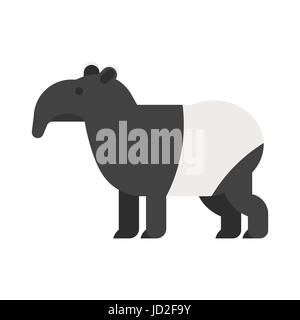 Vector flat style illustration of tapir. Icon for web. Isolated on white background. Stock Vector