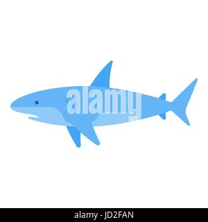Vector flat style illustration of white shark. Icon for web. Stock Vector