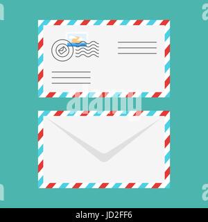 Vector flat style illustration of postal envelope. Icon for web. Stock Vector