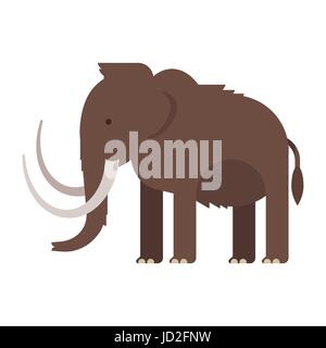 Vector flat style illustration of prehistoric animal - mammoth. Isolated on white background. Stock Vector