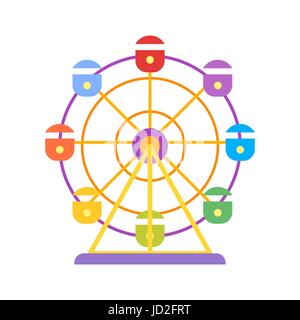 Vector flat style illustration of Ferris wheel. Isolated on white background. Icon for web Stock Vector