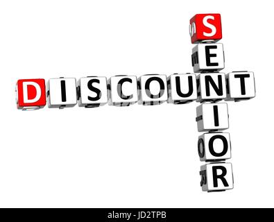 3D Crossword Senior Discount on white background Stock Photo