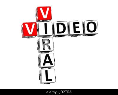 3D Crossword Viral Video on white background Stock Photo