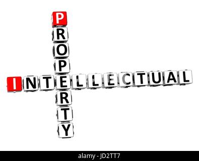 3D Crossword Intellectual Property on white background Stock Photo