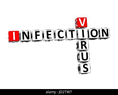3D Crossword Virus Infection on white background Stock Photo