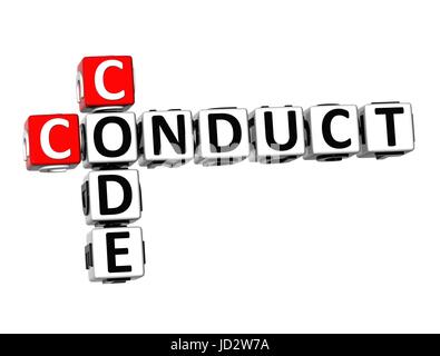3D Crossword  Conduct Code  on white background Stock Photo
