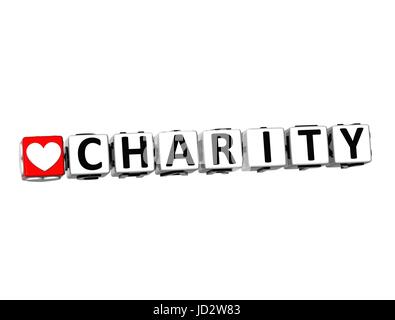 3D Word Charity on white background Stock Photo
