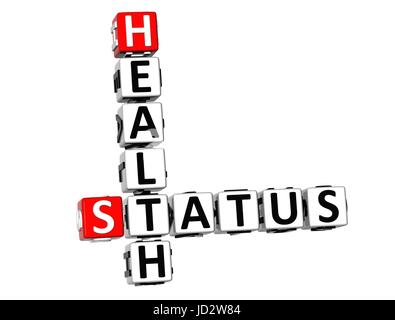 3D Crossword Health Status on white background Stock Photo