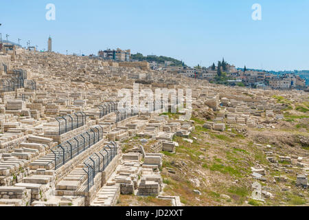 The Jewish Cemetery on the Mount of Olives in Jerusalem Stock Photo