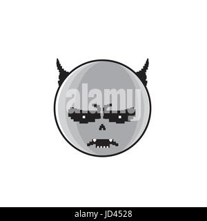 Angry Cartoon Face With Devil Horns Negative People Emotion Icon Stock Vector