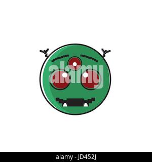 Smiling Alien Cartoon Face With Three Eyes People Emotion Icon Stock Vector