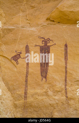 Skeleton Shaman, Head of Sinbad Pictograph Panel, San Rafael Swell, Utah, USA Stock Photo