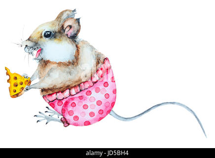 Watercolor cartoon mouse Stock Photo