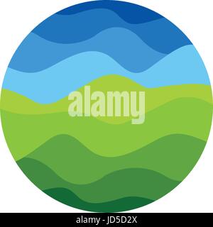 Isolated abstract green and blue color round shape logo on white background, natural landscape vector illustration Stock Vector