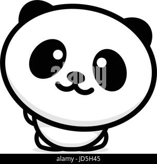 Cute Panda welcomes waving his hand vector illustration, Baby Bear logo, new design line art, Chinese Teddy-bear Black color sign, simple image, pictu Stock Vector