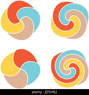 Lollipops colorful vector logo set. Candy simple design top view icons collection Stock Vector
