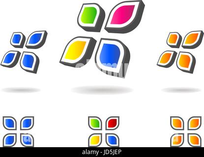 Set of symbol and shapes. Trendy icons and logotypes. Business signs symbols, labels, badges, frames and borders Stock Vector