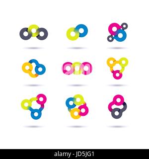 Set of symbol and shapes. Trendy icons and logotypes. Business signs symbols, labels, badges, frames and borders Stock Vector
