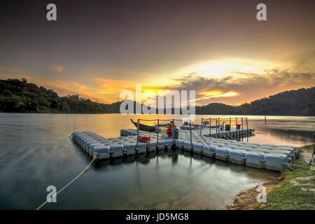 Amazing sunset at Royal Belum Forest in Perak, Malaysia. Stock Photo