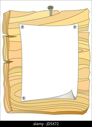 White blank paper on wooden board mockup design material with empty space. Stock Vector