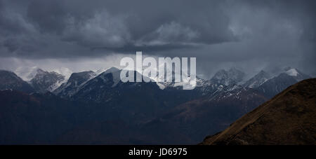 Storm over mountains in Upper Mustang, Nepal. Stock Photo