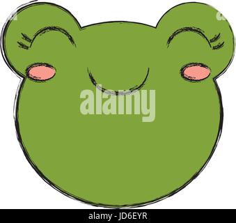 kawaii frog animal icon over white background vector illustration Stock Vector