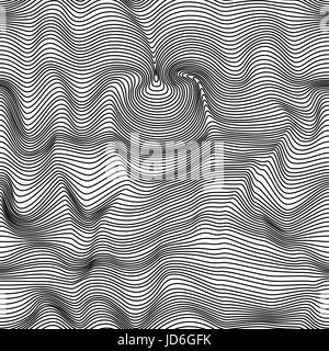 Abstract black and white vector seamless pattern with curly lines Stock Vector